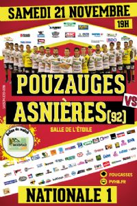 N1 M Handball - Pouzauges reçoit Asnières (92). Le samedi 21 novembre 2015 à Pouzauges. Vendee.  19H00